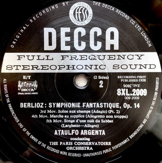 Berlioz – Symphonie Fantastique - Ataulfo Argenta, The Paris Conservatoire Orchestra