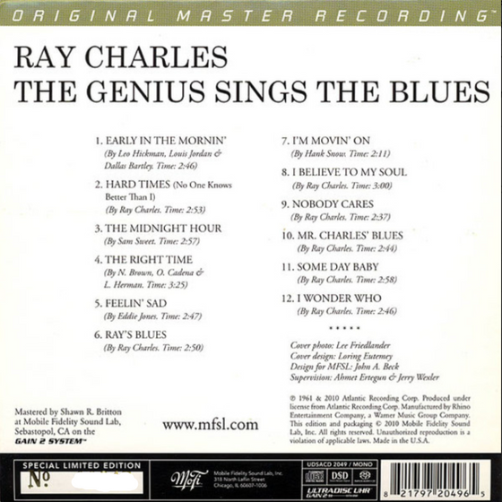 Ray Charles - The Genius Sings the Blues (Hybrid SACD, Numbered Limited Edition) - Audiophile