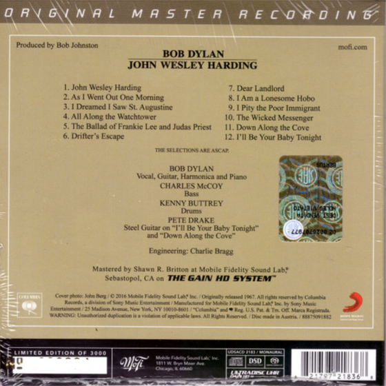 Bob Dylan - John Wesley Harding (Hybrid SACD, Limited Numbered Edition) - Audiophile