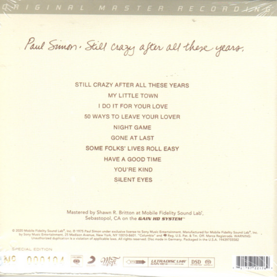 Paul Simon - Still Crazy After All These Years (Hybrid SACD, Ultradisc UHR) - Audiophile