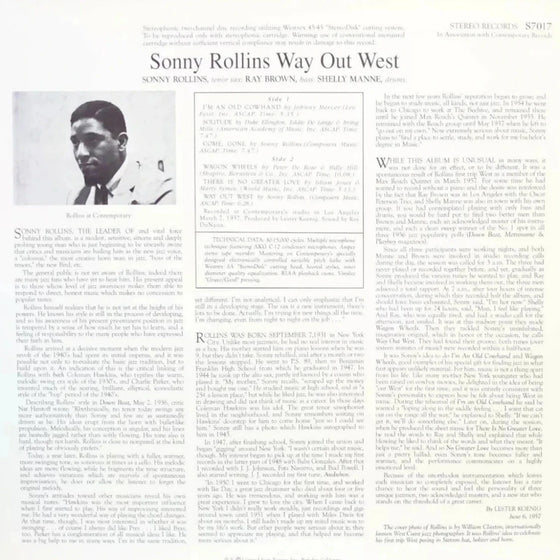 Sonny Rollins – Way Out West (2LP, 45RPM, unsealed, Number 0681)