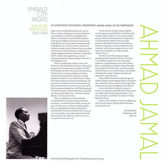 Ahmad Jamal – Emerald City Nights Live At The Penthouse 1963-1964 (2LP) - AudioSoundMusic