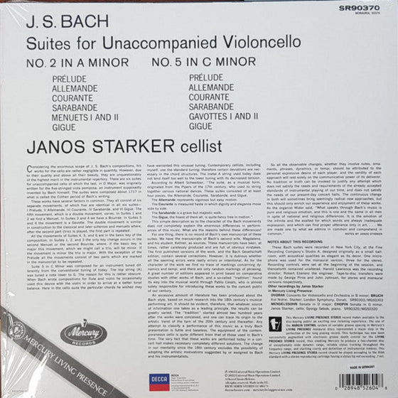 Bach - Suites for solo cello 2 & 5 - Janos Starker (Half-Speed Mastering) - AudioSoundMusic