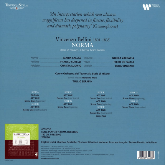 Bellini – Norma - Maria Callas, Tullio Seraphin, Orchestra del Teatro alla Scala di Milano (4LP, Box set) - AudioSoundMusic