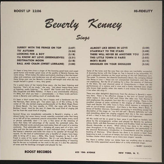 Beverly Kenney Sings For Johnny Smith (Mono, Japanese Edition) - AudioSoundMusic