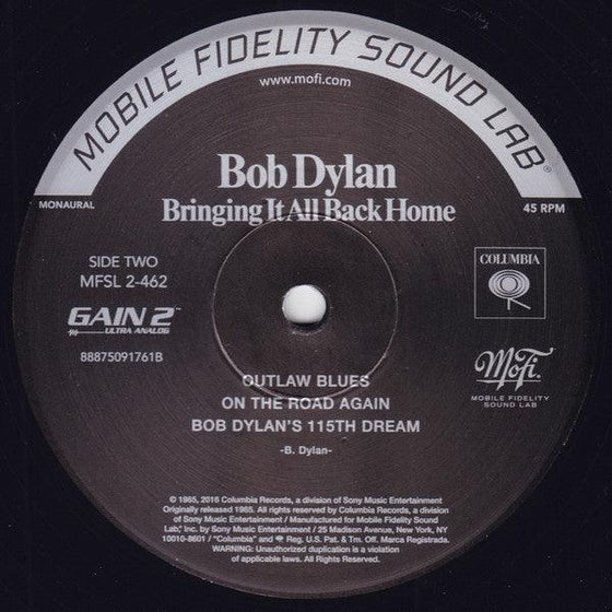 Bob Dylan – Bringing It All Back Home (2LP, 45RPM, Mono, Ultra Analog, Half-speed Mastering) - AudioSoundMusic