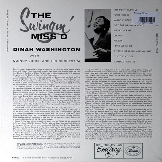 Dinah Washington With Quincy Jones And His Orchestra – The Swingin' Miss D AUDIOPHILE