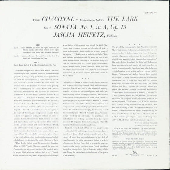 Jascha Heifetz - The Lark (Mono) - AudioSoundMusic