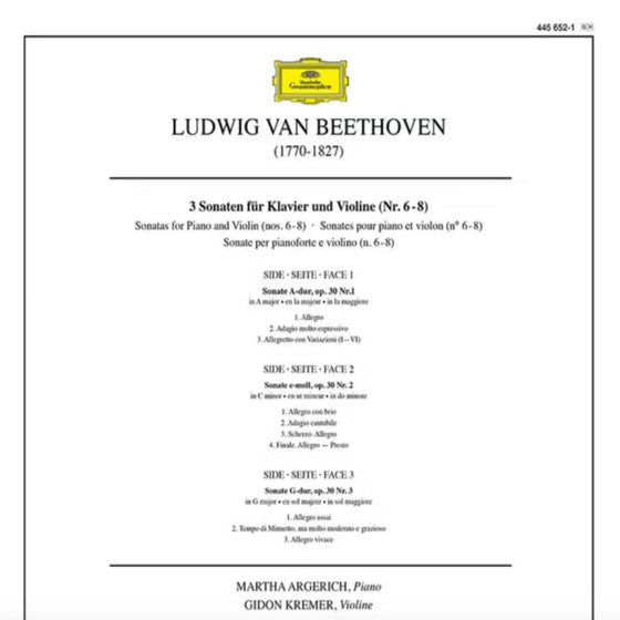 Ludwig van Beethoven - Violin Sonatas 6-8 - Gidon Kremer & Martha Argerich AUDIOPHILE