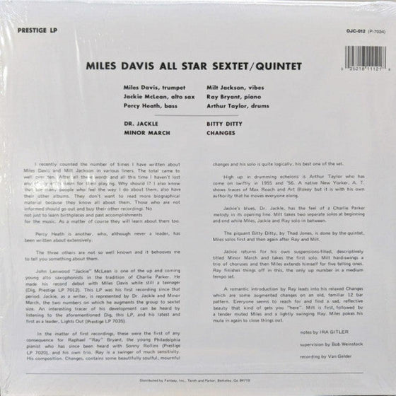 Miles Davis And Milt Jackson – Quintet/Sextet - AudioSoundMusic