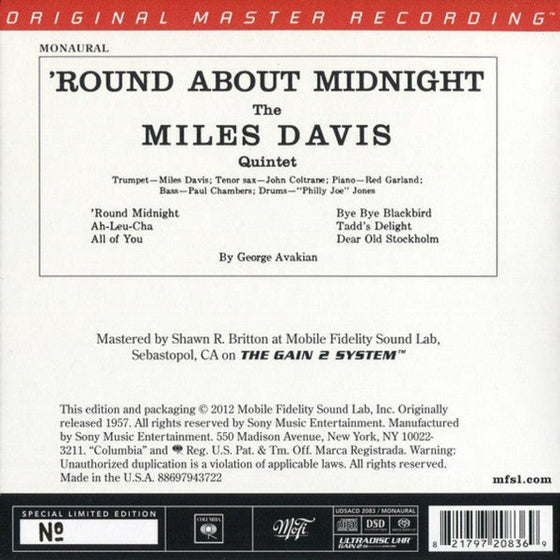 Miles Davis Quintet - Round About Midnight (Mono, Hybrid SACD, Ultradisc UHR) - AudioSoundMusic