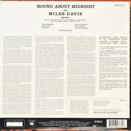 Miles Davis Quintet - Round About Midnight (Mono, Ultra Analog, Unsealed) - AudioSoundMusic