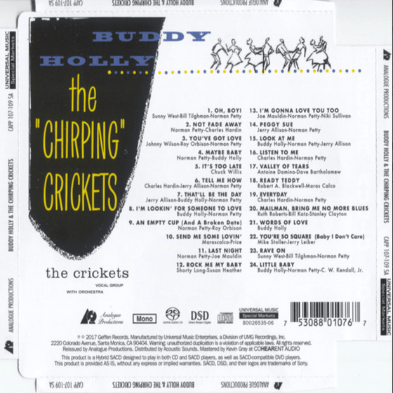 The Crickets & Buddy Holly - The Chirping Crickets (Hybrid SACD) - Audiophile