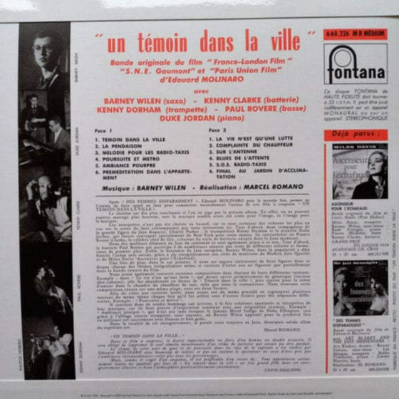 Barney Wilen – Un Temoin dans la Ville (10" Vinyl) - AudioSoundMusic