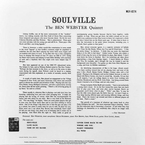 Ben Webster Quintet - Soulville (2LP, Mono, 45RPM, 200g) - AudioSoundMusic