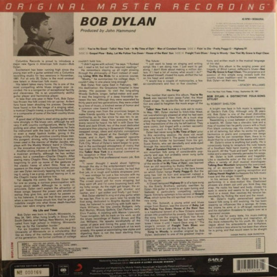 Bob Dylan - Bob Dylan (2LP, Mono, Ultra Analog, Half-speed Mastering, 45 RPM) - AudioSoundMusic