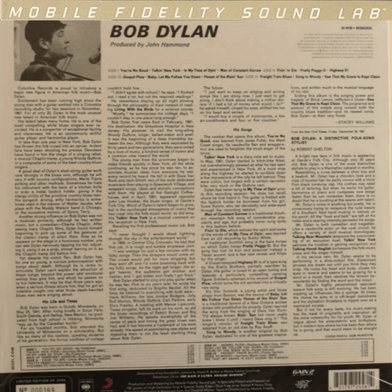 Bob Dylan - Bob Dylan (2LP, Stereo, Ultra Analog, Half-speed Mastering, 45 RPM) - AudioSoundMusic