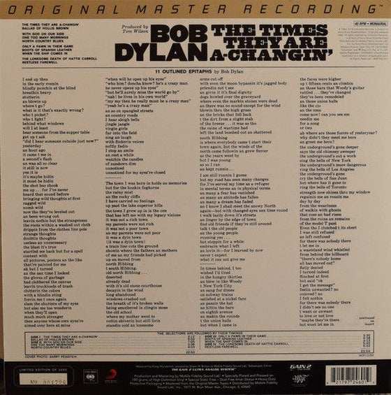 Bob Dylan - The Times They are a-Changin (2LP, Mono, Ultra Analog, Half-speed Mastering, 45 RPM) - AudioSoundMusic