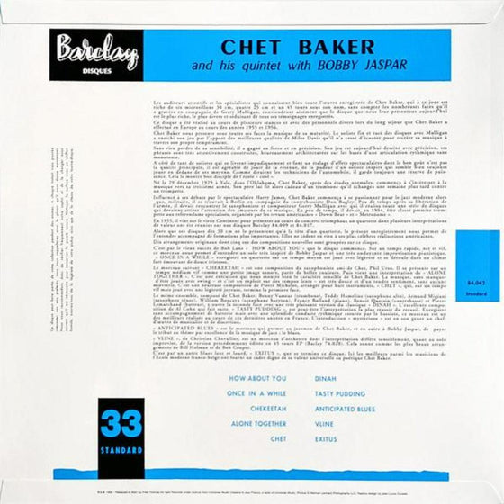 Chet Baker and his Quintet with Bobby Jaspar – Chet Baker in Paris, Vol 3 (Mono) - AudioSoundMusic