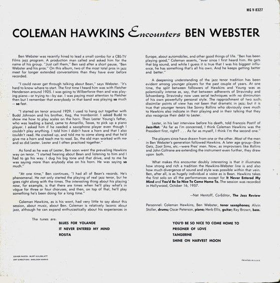 Coleman Hawkins Encounters Ben Webster (2LP, 45RPM, 200g) - AudioSoundMusic