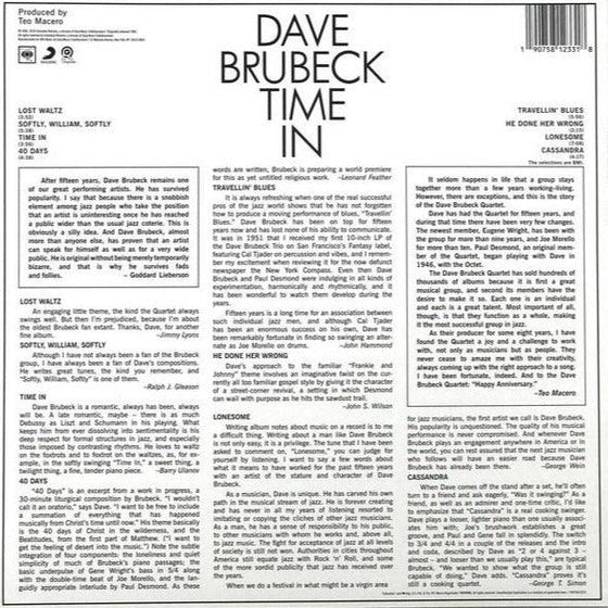 Dave Brubeck – Time in (unsealed) - AudioSoundMusic