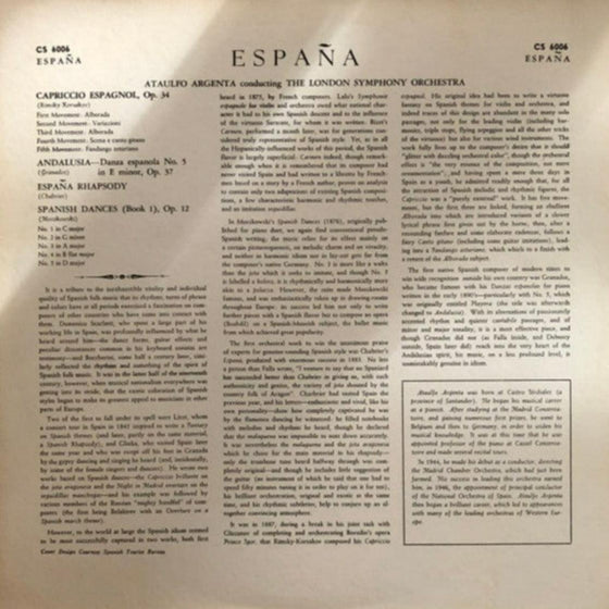 Espana - Rimsky-Korsakov, Granados, Chabrier, Moszkowski - Ataúlfo Argenta (2LP, 45RPM) - AudioSoundMusic