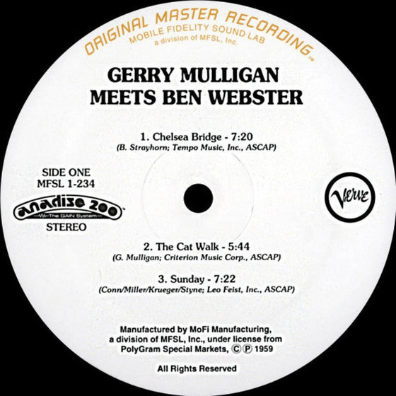 Gerry Mulligan meets Ben Webster (200g, Half-speed Mastering) - AudioSoundMusic