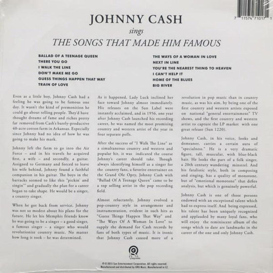 Johnny Cash - Sings The Songs That Made Him Famous (150g) - AudioSoundMusic