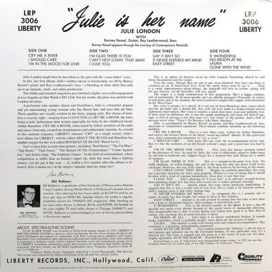 Julie London - Julie Is Her Name (2LP, 45RPM) - AudioSoundMusic