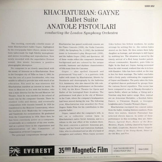 Khachaturian - Gayne Ballet Suite - Anatole Fistoulari (2LP, 3 sides, 45RPM, 200g) - AudioSoundMusic