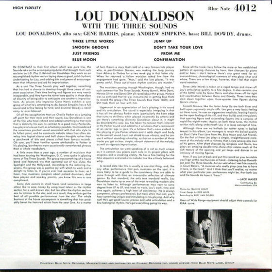 Lou Donaldson With The Three Sounds – LD+3 (Mono, 200g) - AudioSoundMusic