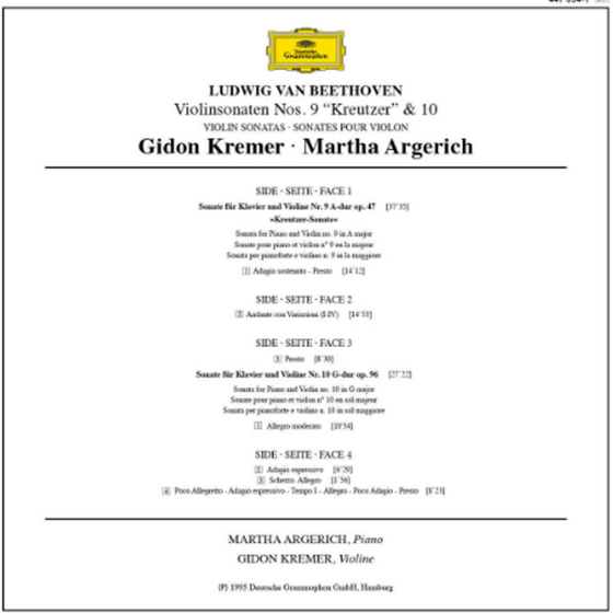 Ludwig van Beethoven - Violin sonatas Nos. 9 "Kreutzer" & 10 - Martha Argerich & Gidon Kremer - AudioSoundMusic