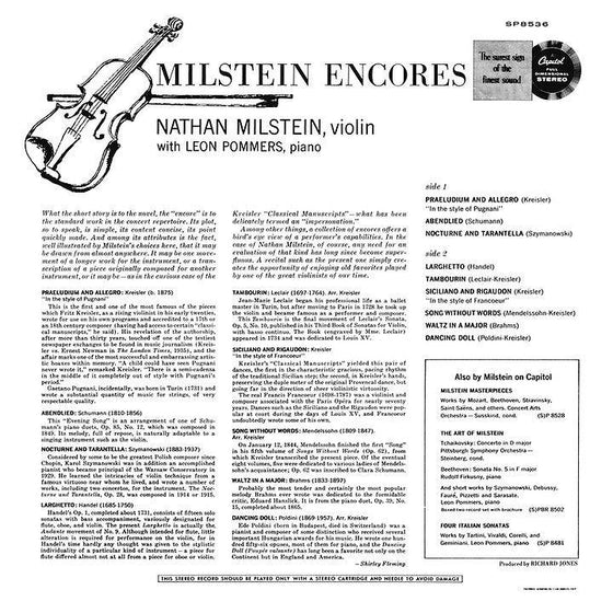 Nathan Milstein – Encores - Schumann, Handel, Kreisler, Szymanowski, … (Mono) - AudioSoundMusic