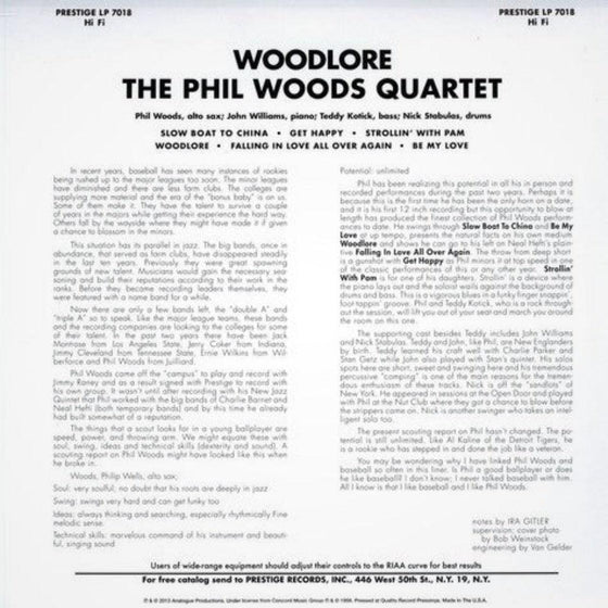 Phil Woods Quartet - Woodlore (Mono, 200g) - AudioSoundMusic