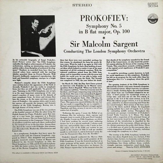 Prokofiev - Symphony No. 5 - Sir Malcolm Sargent (2LP, 45RPM, 200g) - AudioSoundMusic