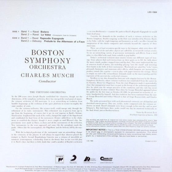 Ravel & Debussy - Bolero - Charles Munch & The Boston Symphony Orchestra (Limited numbered edition - Number 140) - AudioSoundMusic