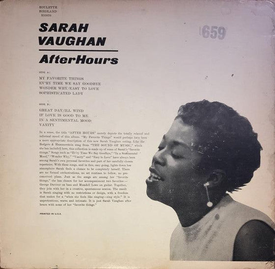 Sarah Vaughan - After Hours - AudioSoundMusic