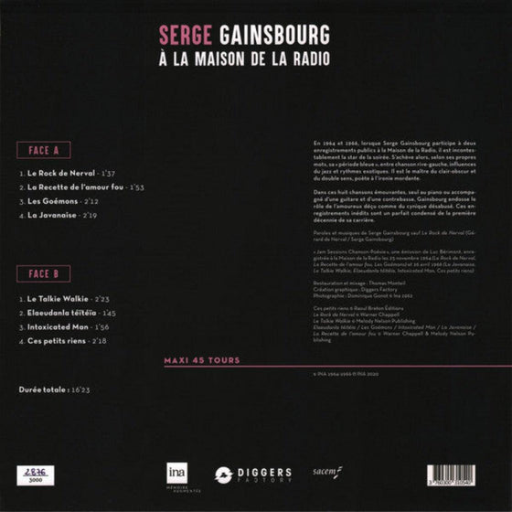 Serge Gainsbourg - A la Maison de la Radio (45rpm, Pink Vinyl) - AudioSoundMusic