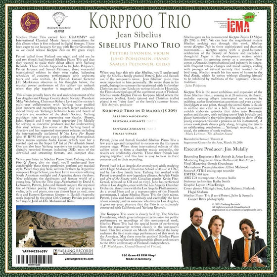 Sibelius Piano Trio - Jean Sibelius - Korppoo Trio in D (45 RPM) - AudioSoundMusic