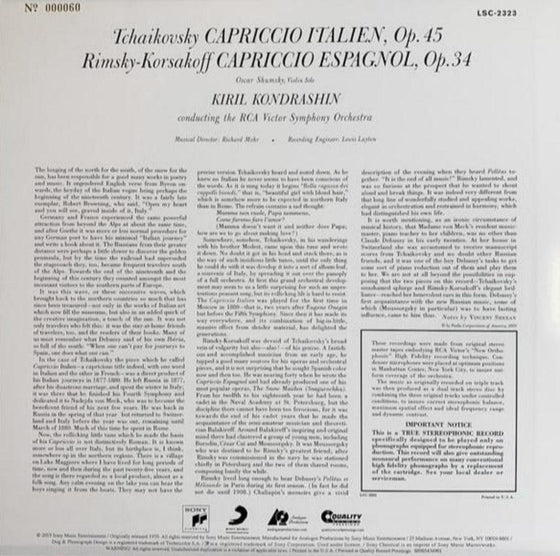 Tchaikovsky & Rimsky-Korsakoff - Capriccio Italien Espagnol - Kiril Kondrashin (Limited numbered edition - Number 140) - AudioSoundMusic