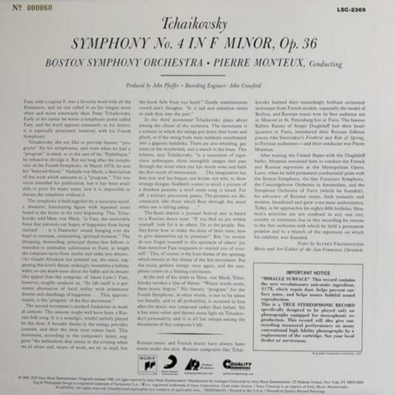 Tchaikovsky - Symphony No. 4 - Pierre Monteux & Boston Symphony Orchestra (Limited numbered edition - Number 140) - AudioSoundMusic