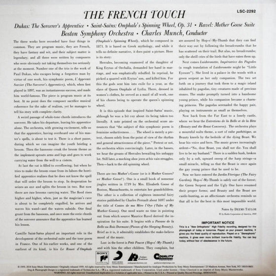 The French Touch (Dukas, Saint-Saens, Ravel) - Charles Munch & The Boston Symphony Orchestra (Limited numbered edition - Number 140) - AudioSoundMusic