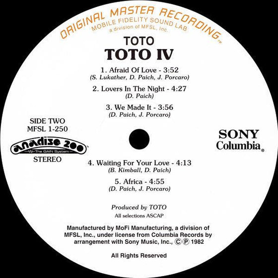 Toto IV (200g, Half Speed Mastering) - AudioSoundMusic