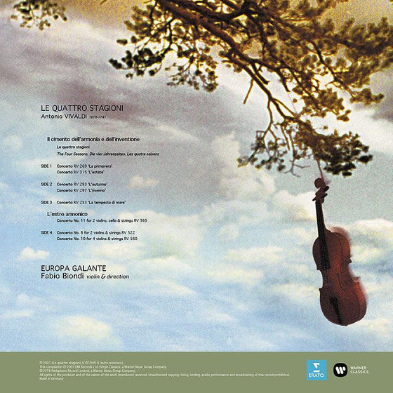 Vivaldi - Four Seasons, La Tempesta, L' Estro Armonico - Fabio Biondi & Europa Galante (2LP) - AudioSoundMusic